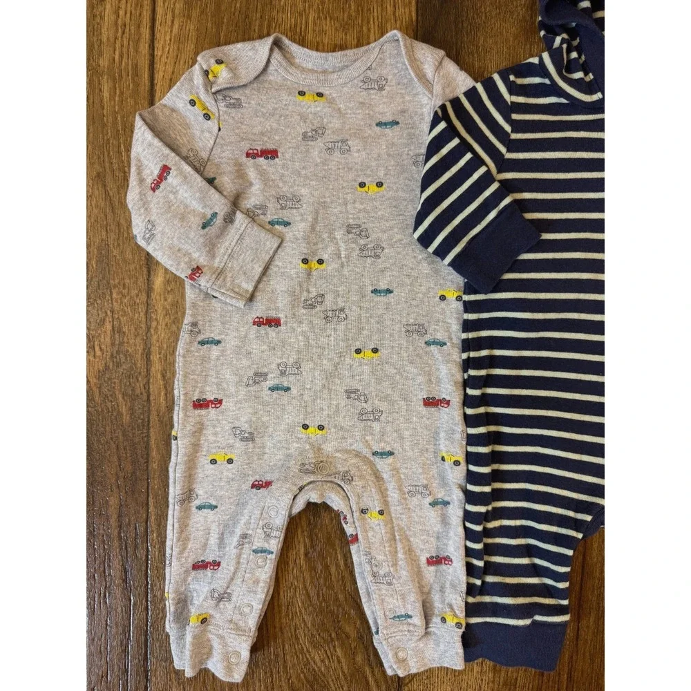 Baby Boy 3/6 Months Long Sleeved Rompers Outfits Pants Sleep And Play Lot Stripe